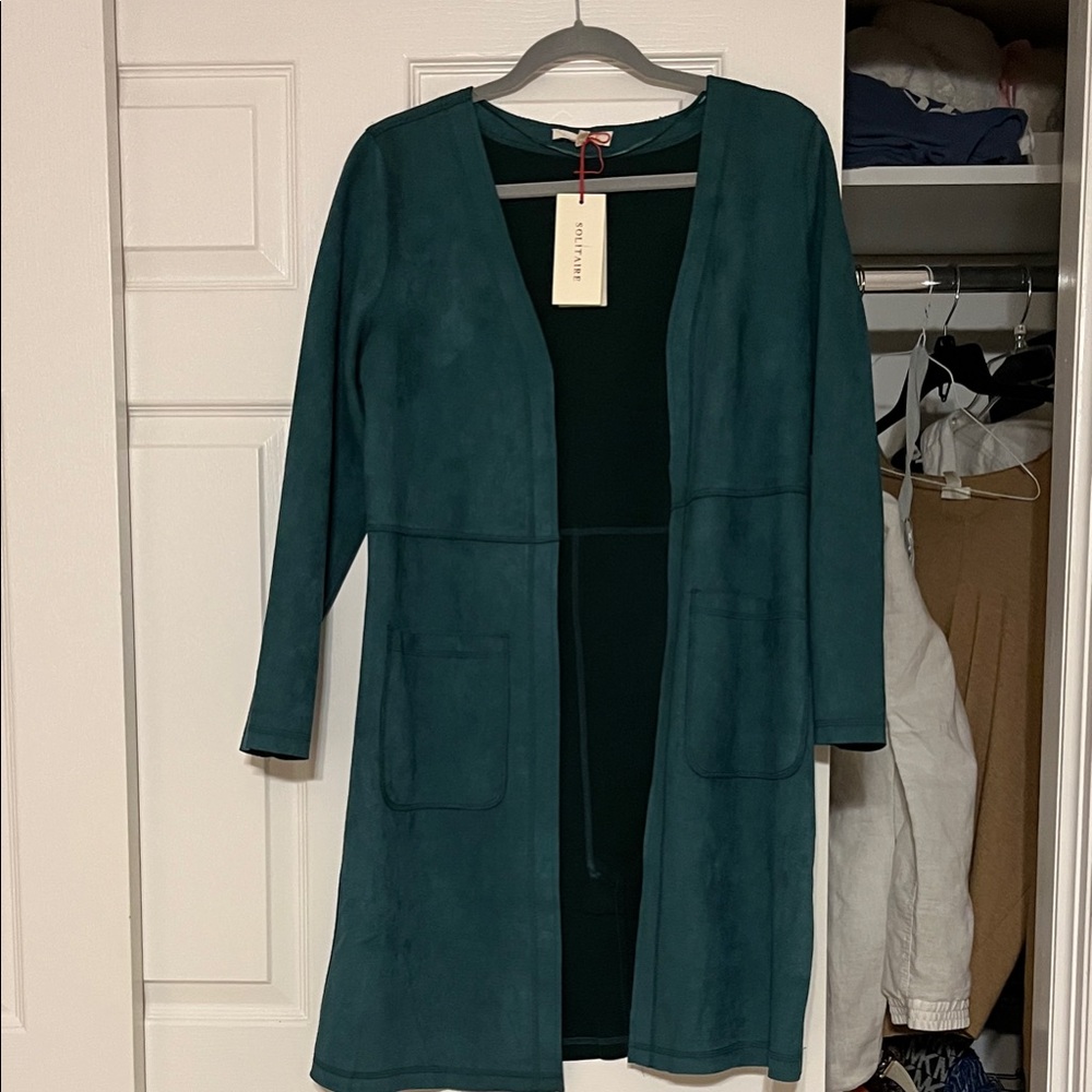 Teal Open Front Cardigan